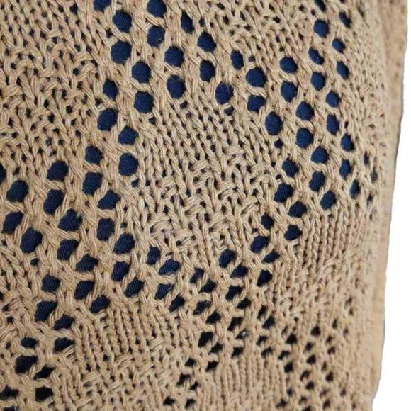 Vintage Keren Golden Wheat Open Knit Sweater Sz 1X - Picture 8 of 13